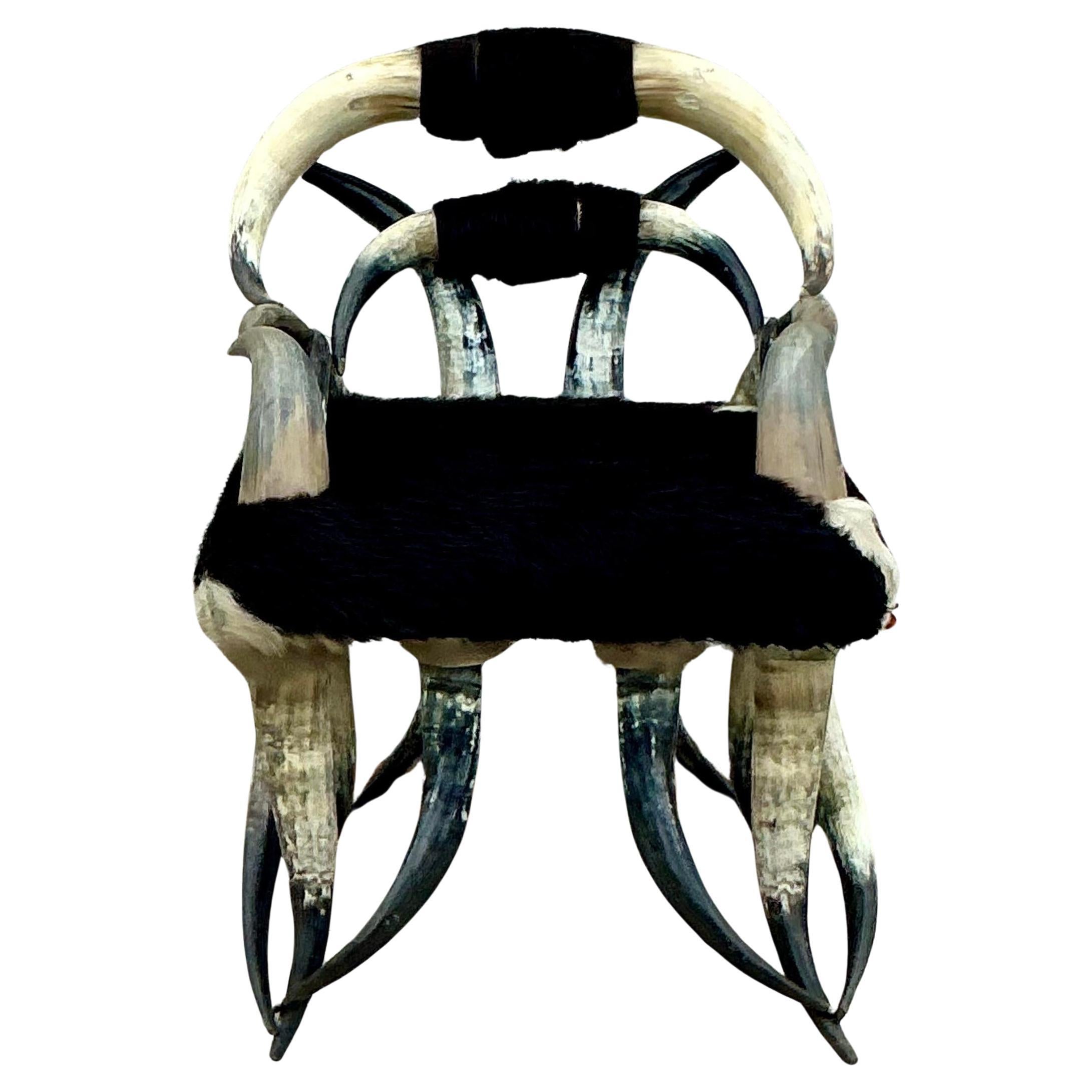 Vintage Boho Sculptural Horn Chair