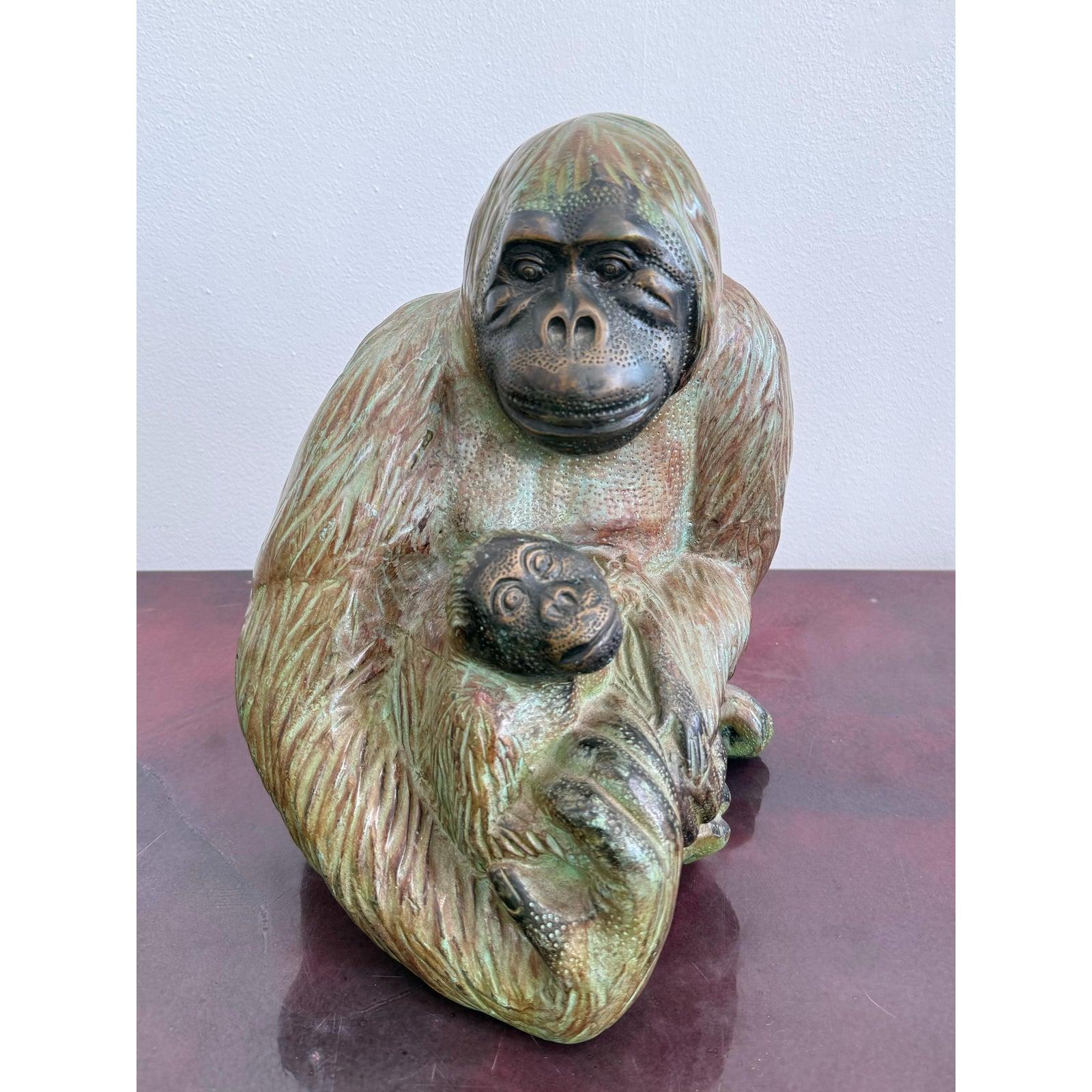 Scultura boho vintage in bronzo con scimmia In condizioni buone in vendita a West Palm Beach, FL