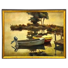 Vintage Boho Seascape Oil on Canvas