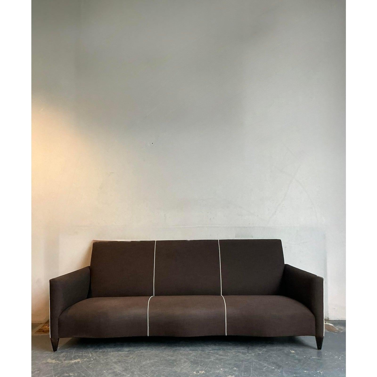 Minimalist Vintage Boho Serpentine Sofa After John Hutton for Donghia For Sale