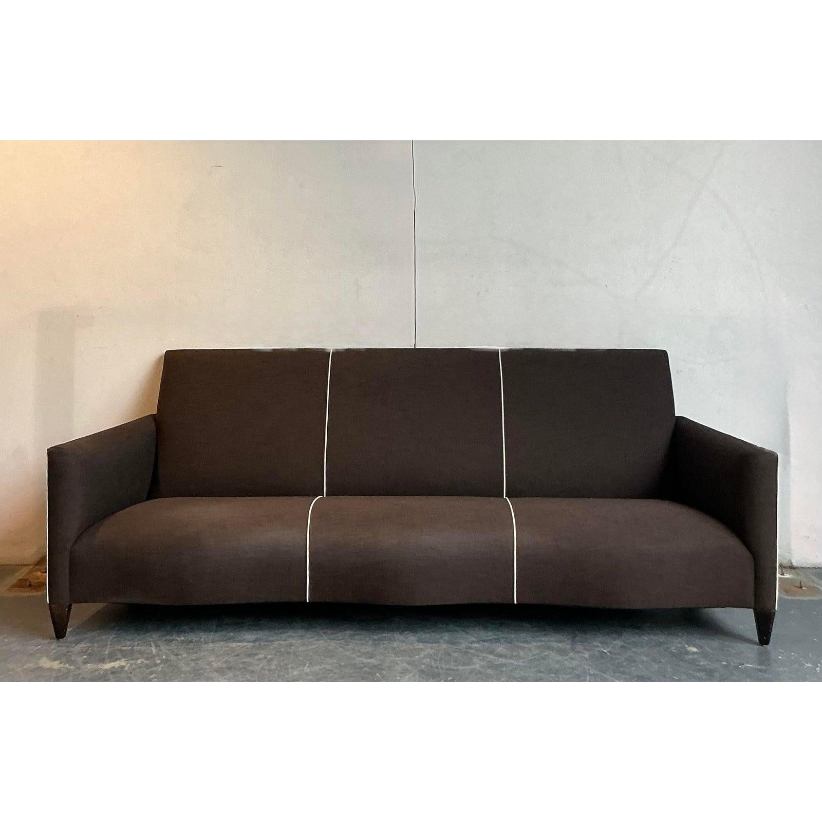 Vintage Boho Serpentine Sofa After John Hutton for Donghia In Good Condition For Sale In West Palm Beach, FL