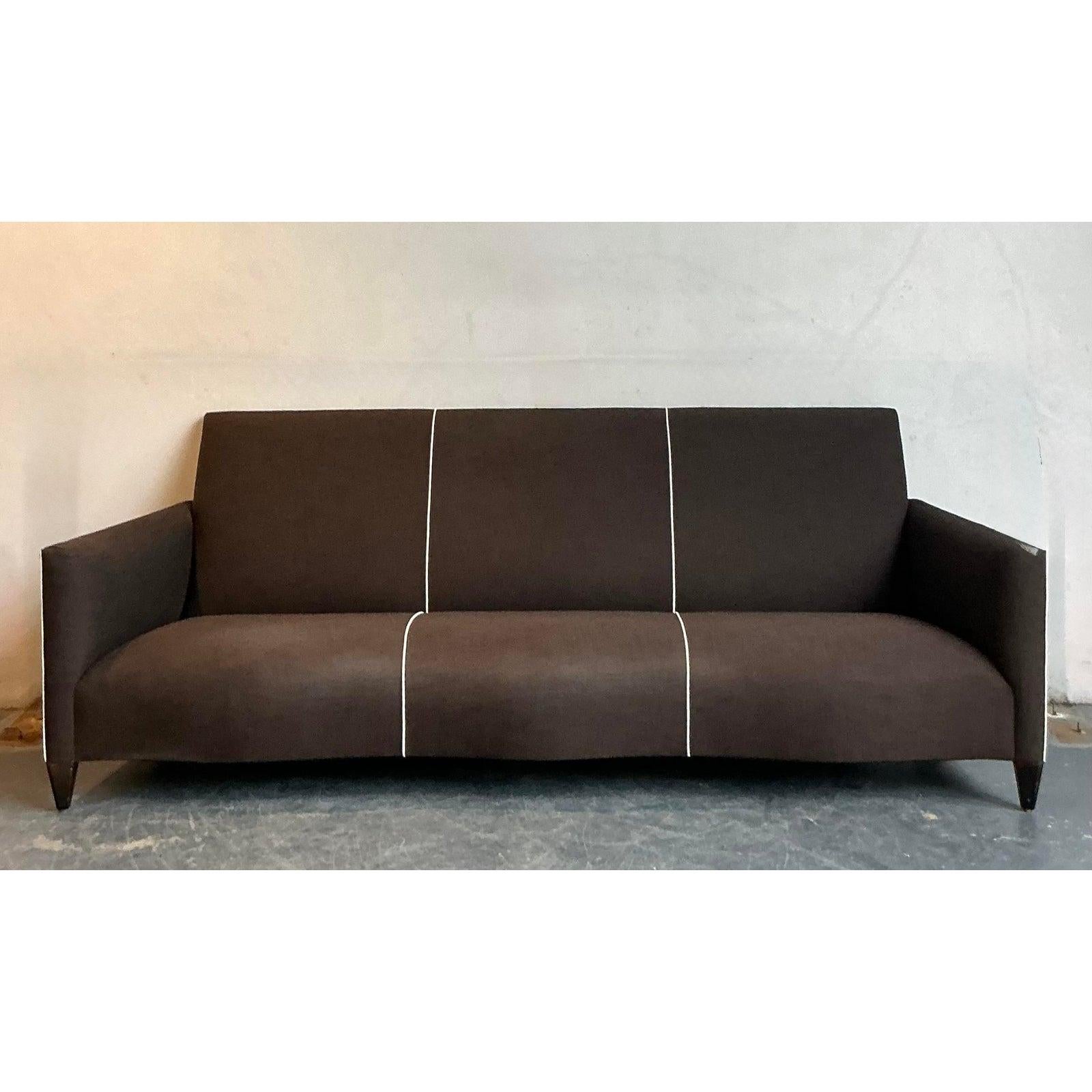 Fabric Vintage Boho Serpentine Sofa After John Hutton for Donghia For Sale