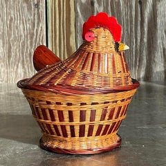 Vintage Boho Shanghai Weave Chicken Basket