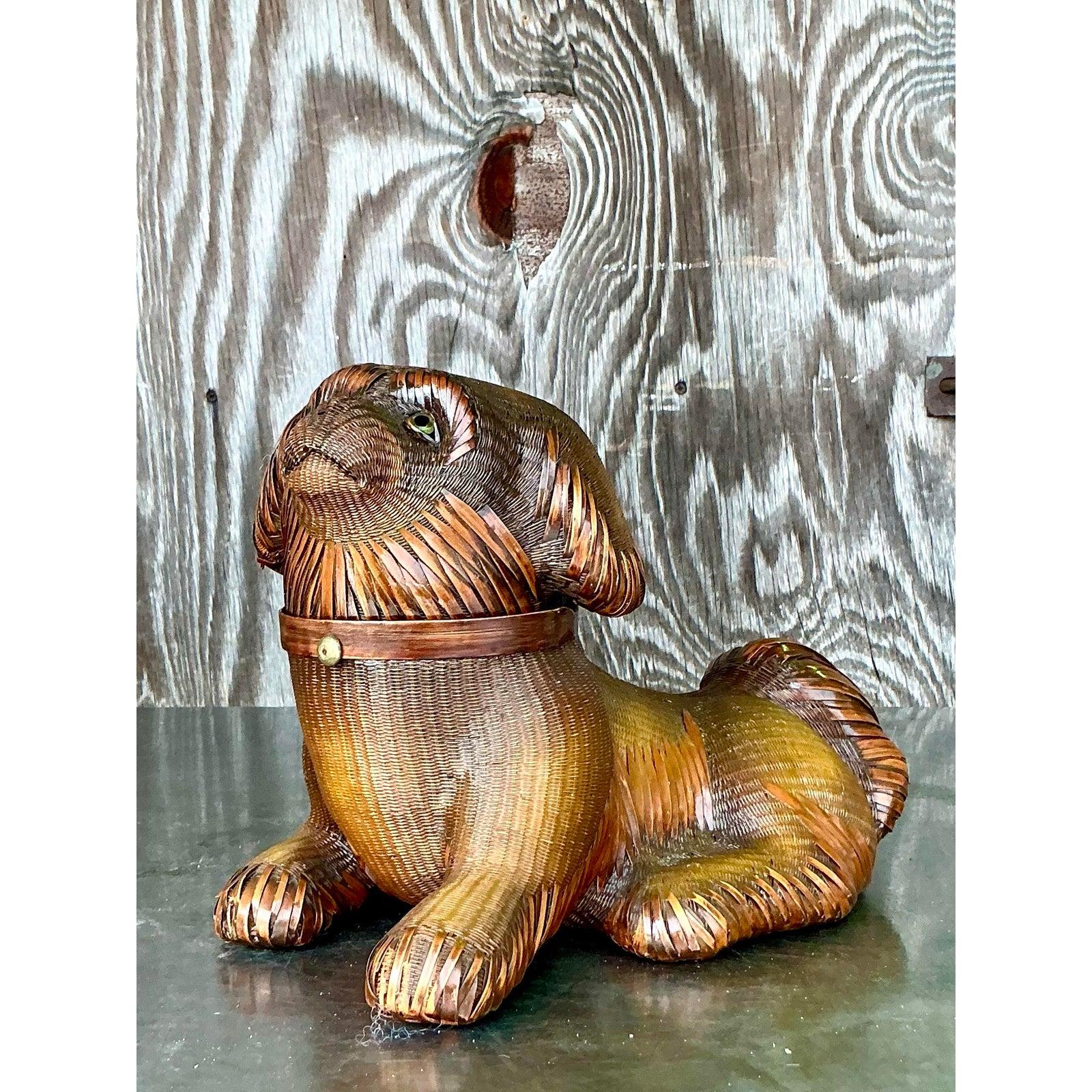 Chinoiseries Chien Vintage Boho Shanghai Weave en vente