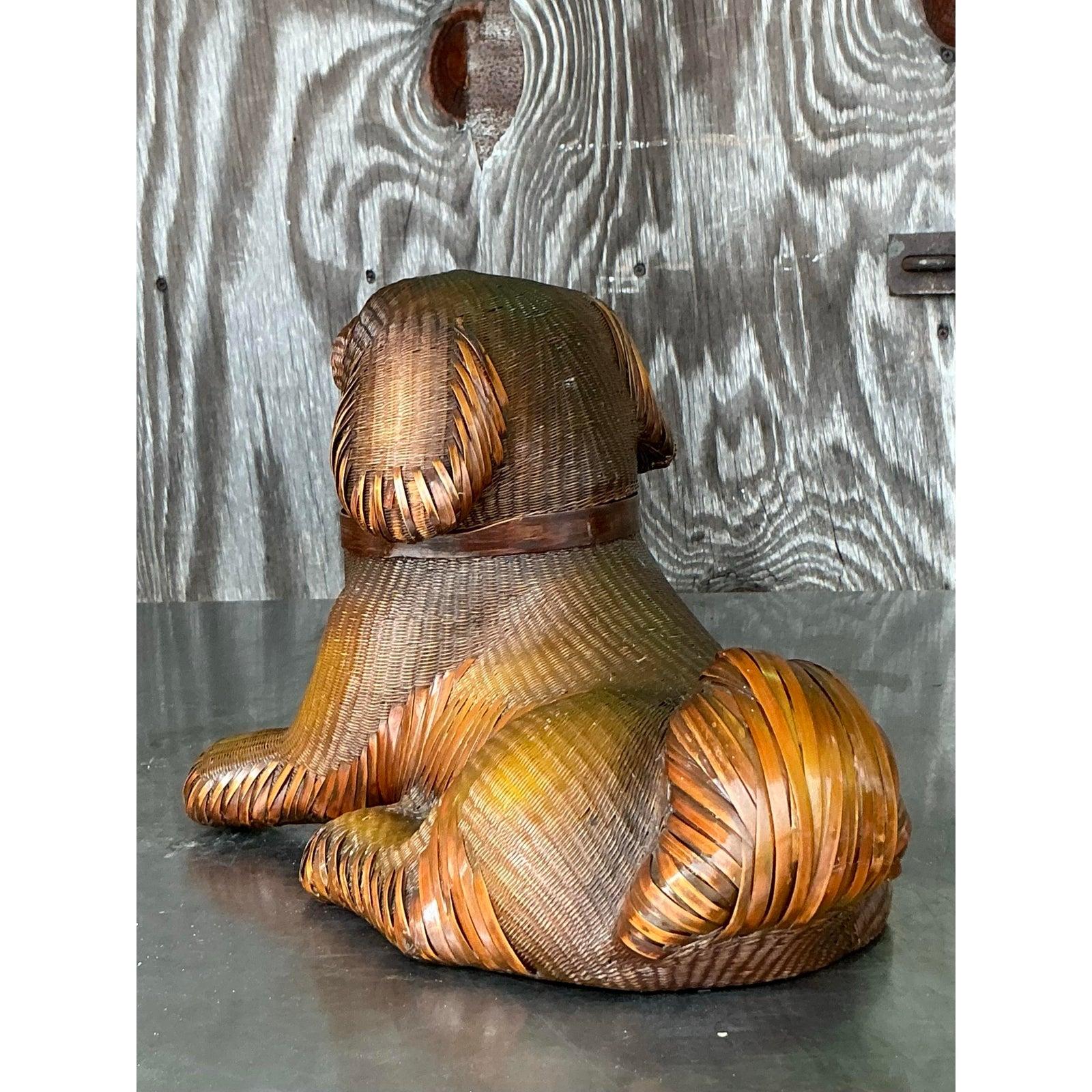 Bambou Chien Vintage Boho Shanghai Weave en vente