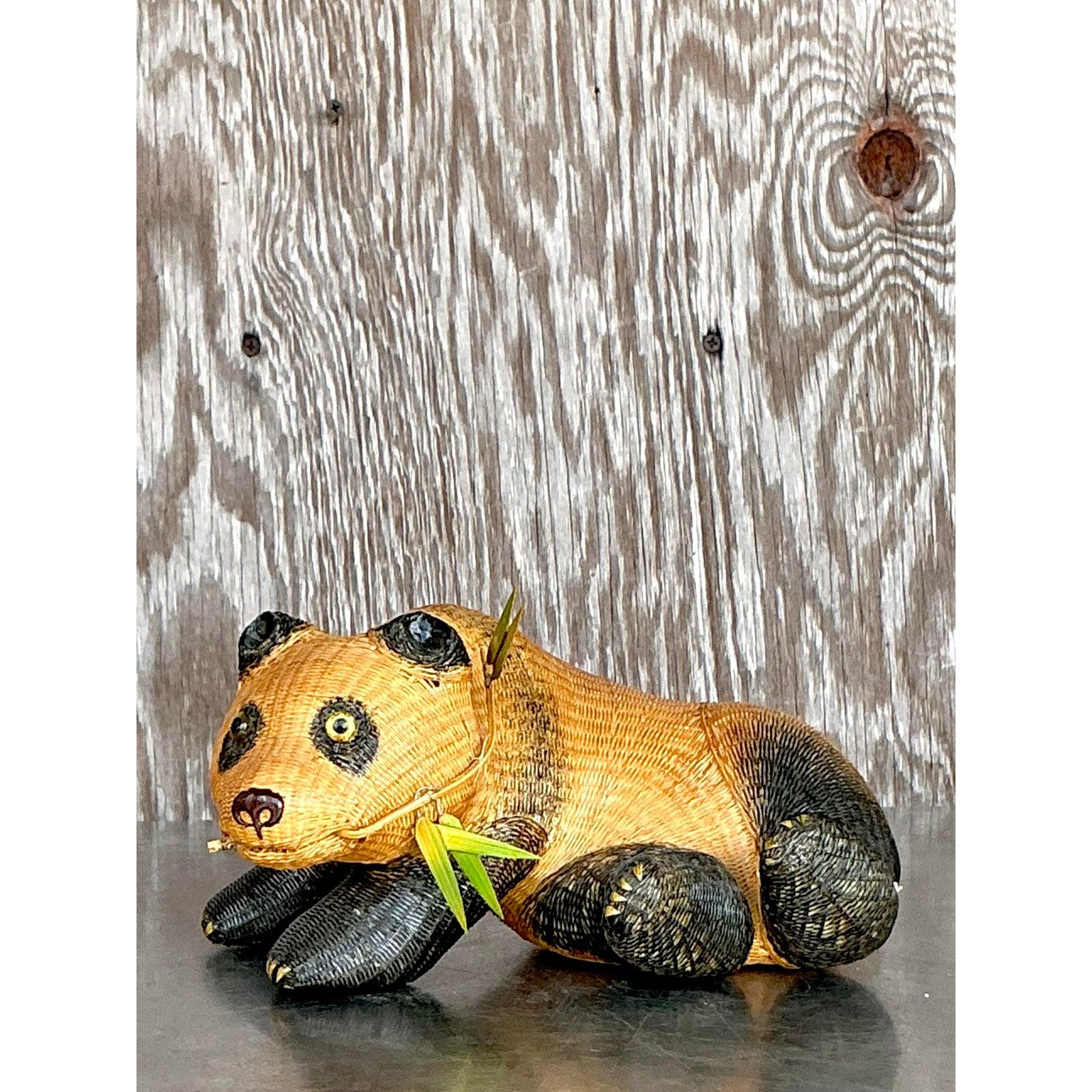 XX secolo Panda reclinabile in stile boho Shanghai Weave in vendita