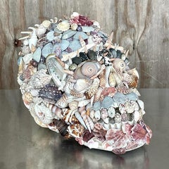 Vintage Boho Shell Covered Skull