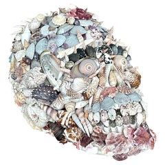 Vintage Boho Shell Covered Skull