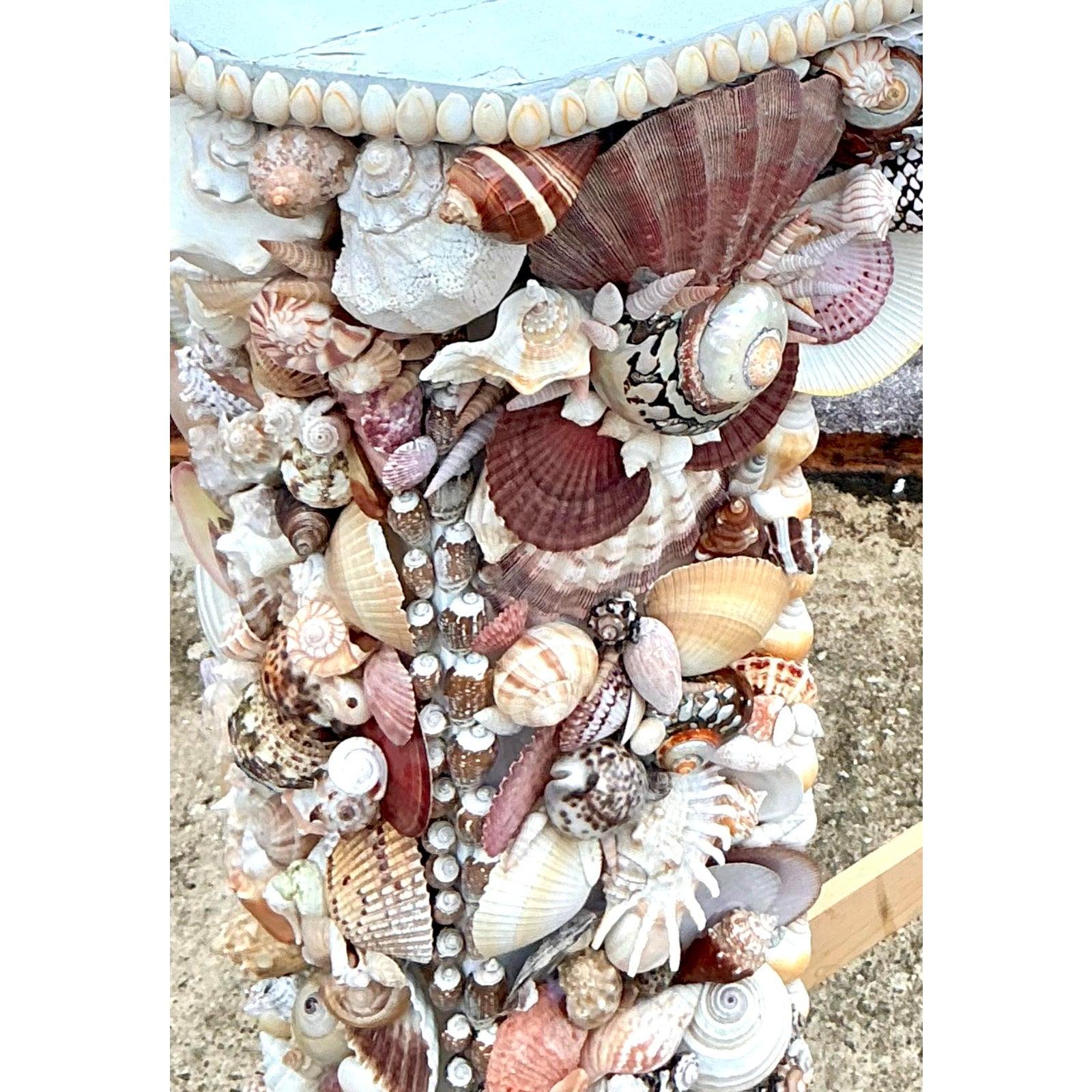 American Vintage Boho Shell Encrusted Fireplace Surround For Sale