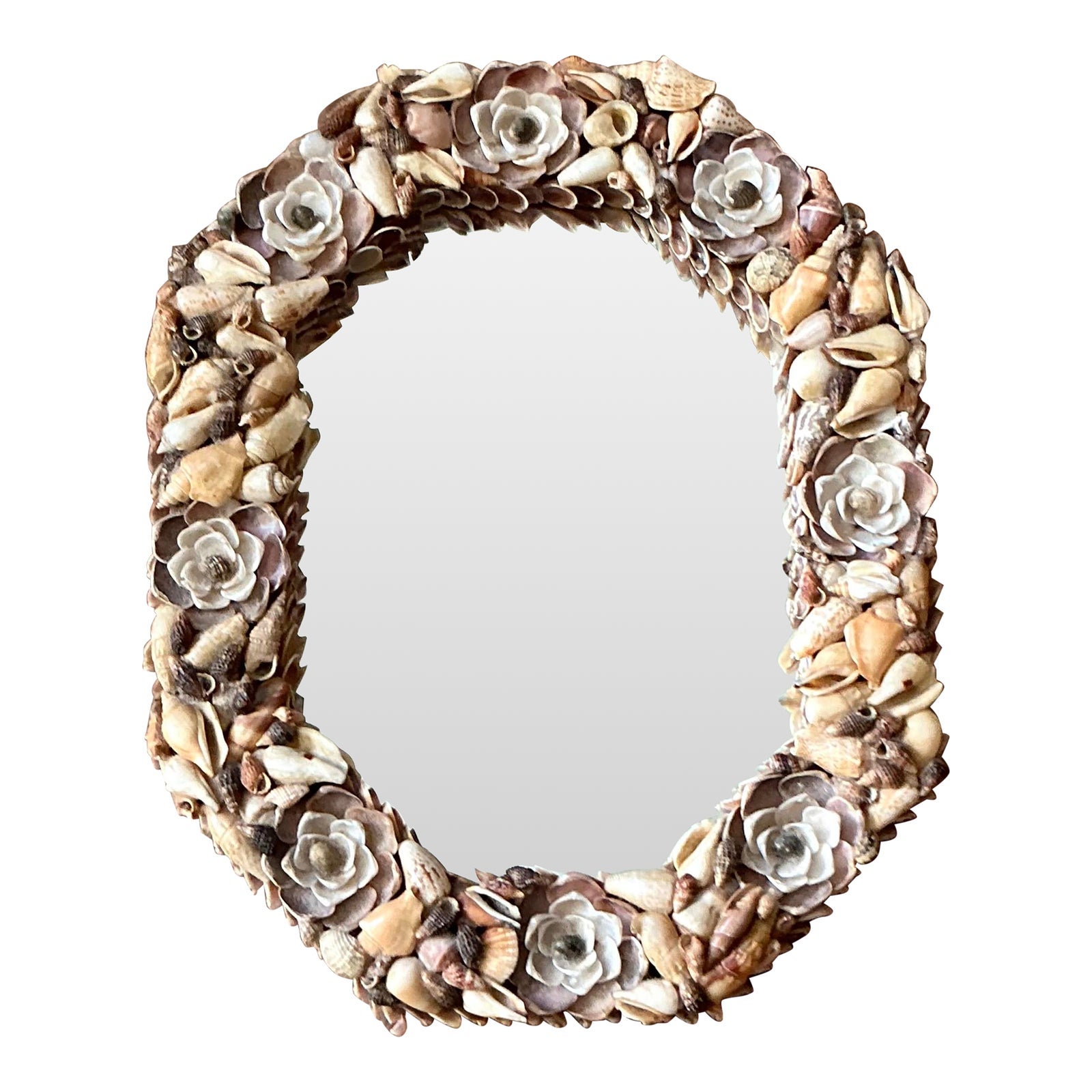 Vintage Boho Shell Encrusted Mirror