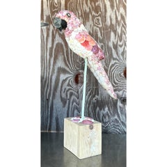 Vintage Boho Shell Encrusted Parrot