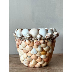 Vintage Boho Shell Encrusted Pot
