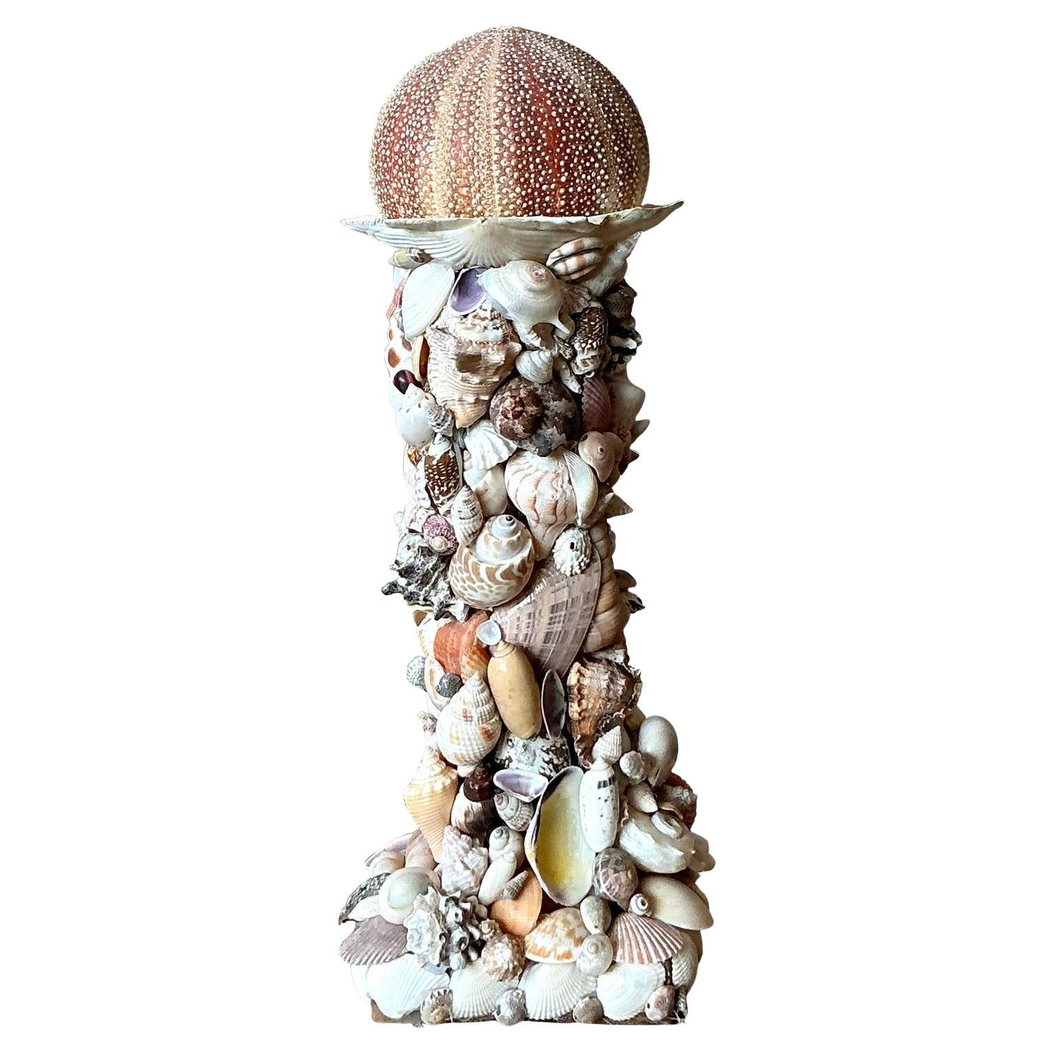 Totem Vintage Boho incrusté de coquillages