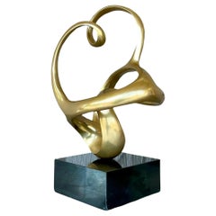 Vintage Boho Signed Abstract Brass Sculpture