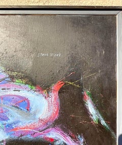 Vintage Boho Signed Abstract Original Oil on Board