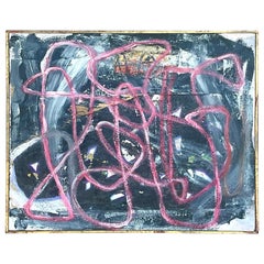 Vintage Boho Signed Abstract Original Oil on Canvas