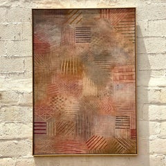 Vintage Boho Signed Abstract Original Oil Painting “Light in the Forest” 1983