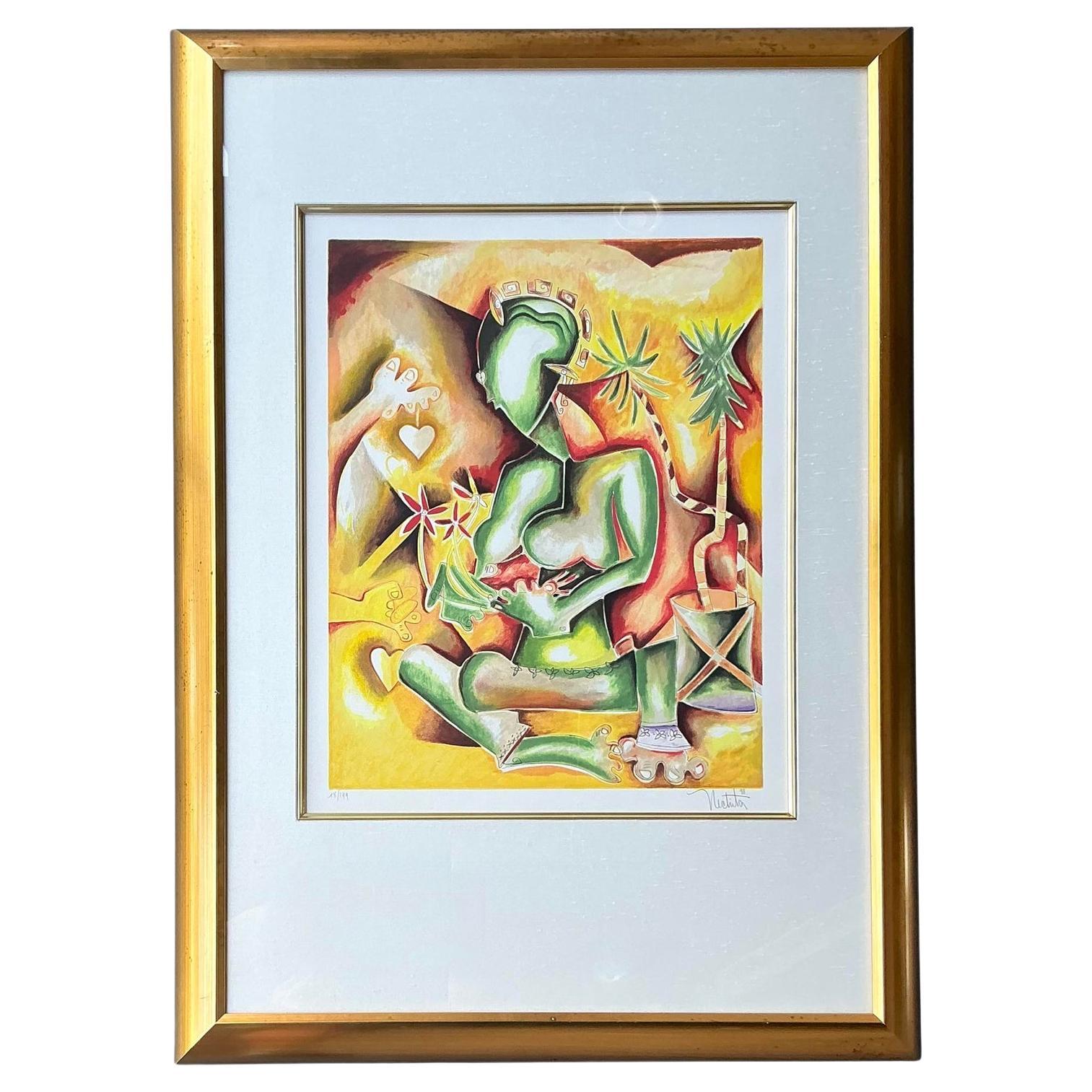 Vintage Boho Signed and Numbered Lithograph