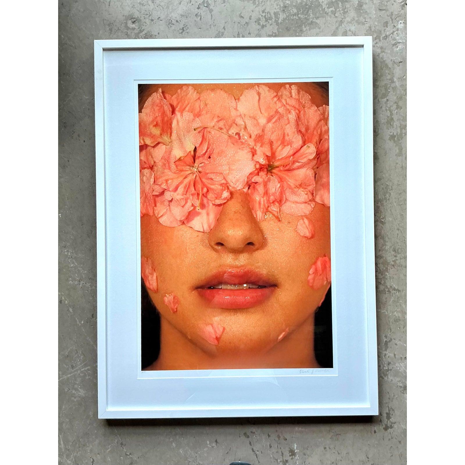 Vintage Boho signiert Ap Foto der Blume Gesicht auf Rag Bright Papier (21. Jahrhundert und zeitgenössisch) im Angebot