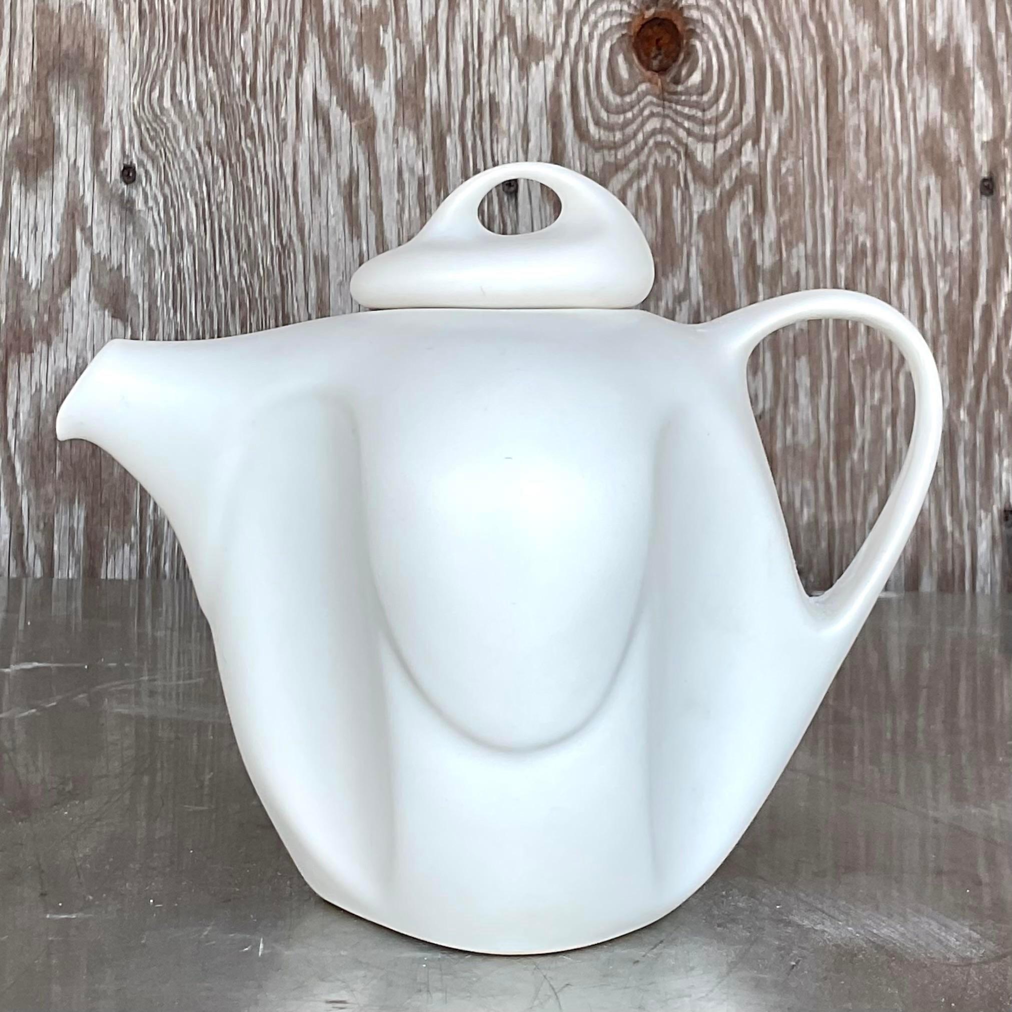 Vintage Boho Signed Biomorphic Studio Pottery Teapot 1