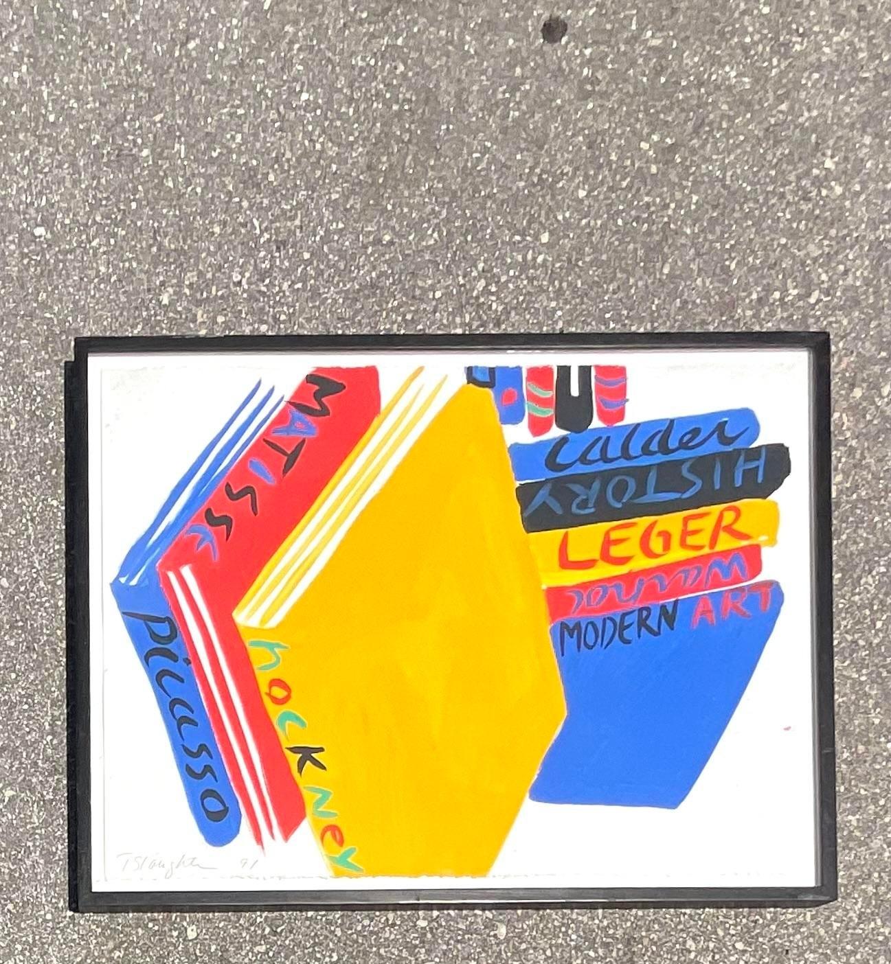 Vintage Boho Libros Firmados Acrílico sobre Papel en Bueno estado para la venta en west palm beach, FL