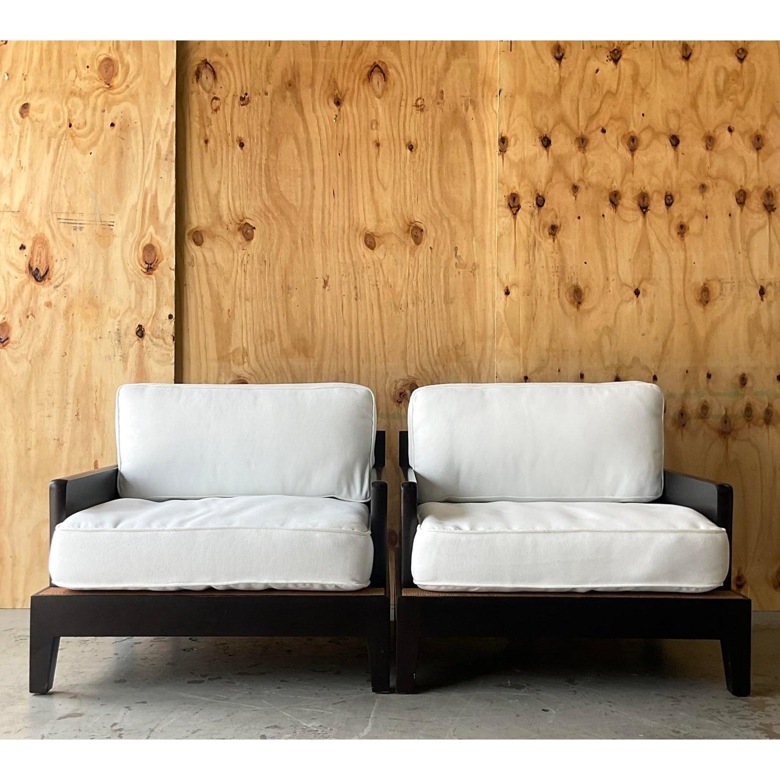 Vintage Boho, signiert Christian Liaigre für Holly Hunt, Opiumstühle, Paar (Nordamerikanisch)