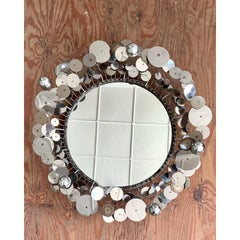 Vintage Boho Signed Curtis Jere Chrome “Raindrops” Mirror
