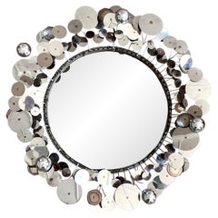 Vintage Boho Signed Curtis Jere Chrome “Raindrops” Mirror