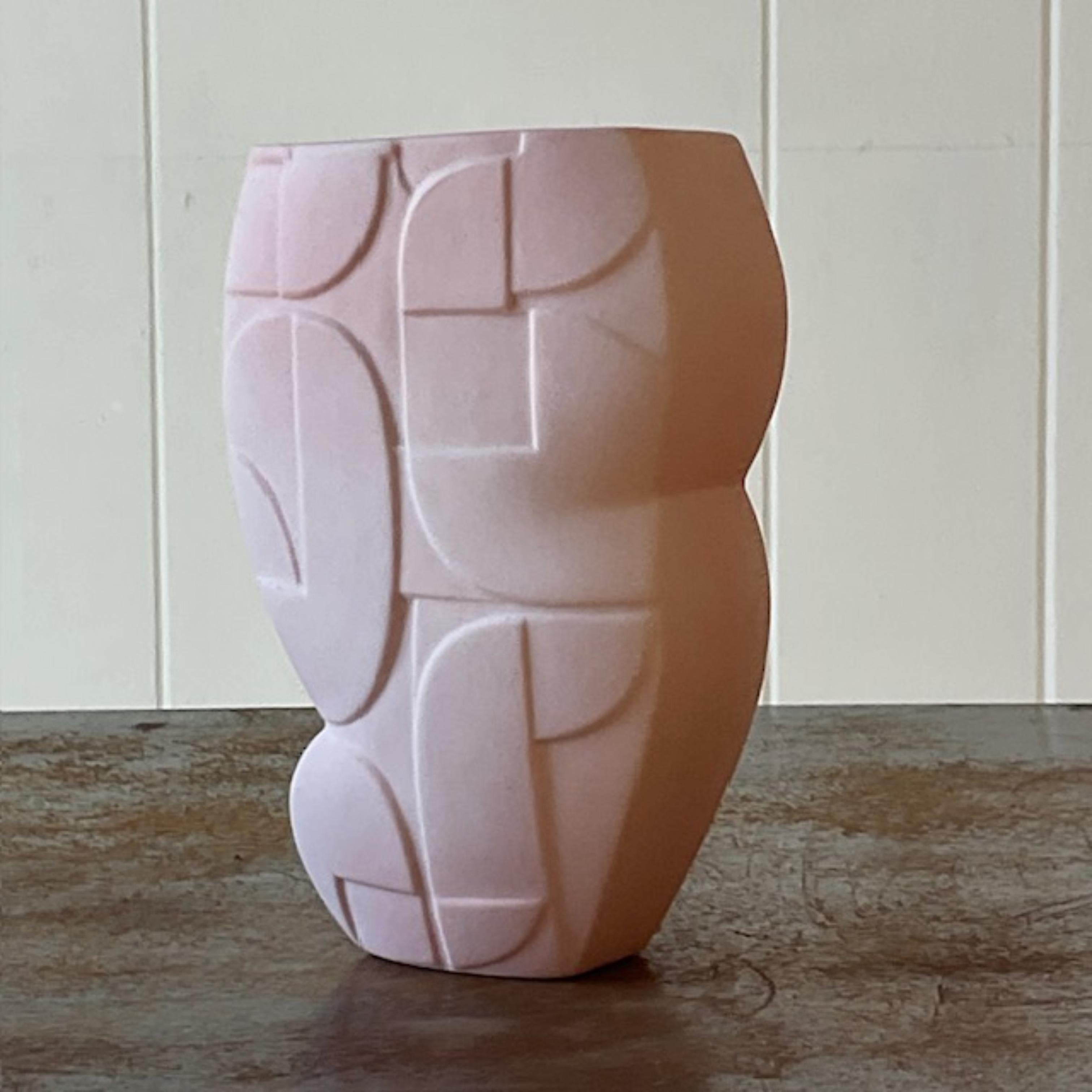 American Vintage Boho Signed Geometric Studio Pottery Vase For Sale
