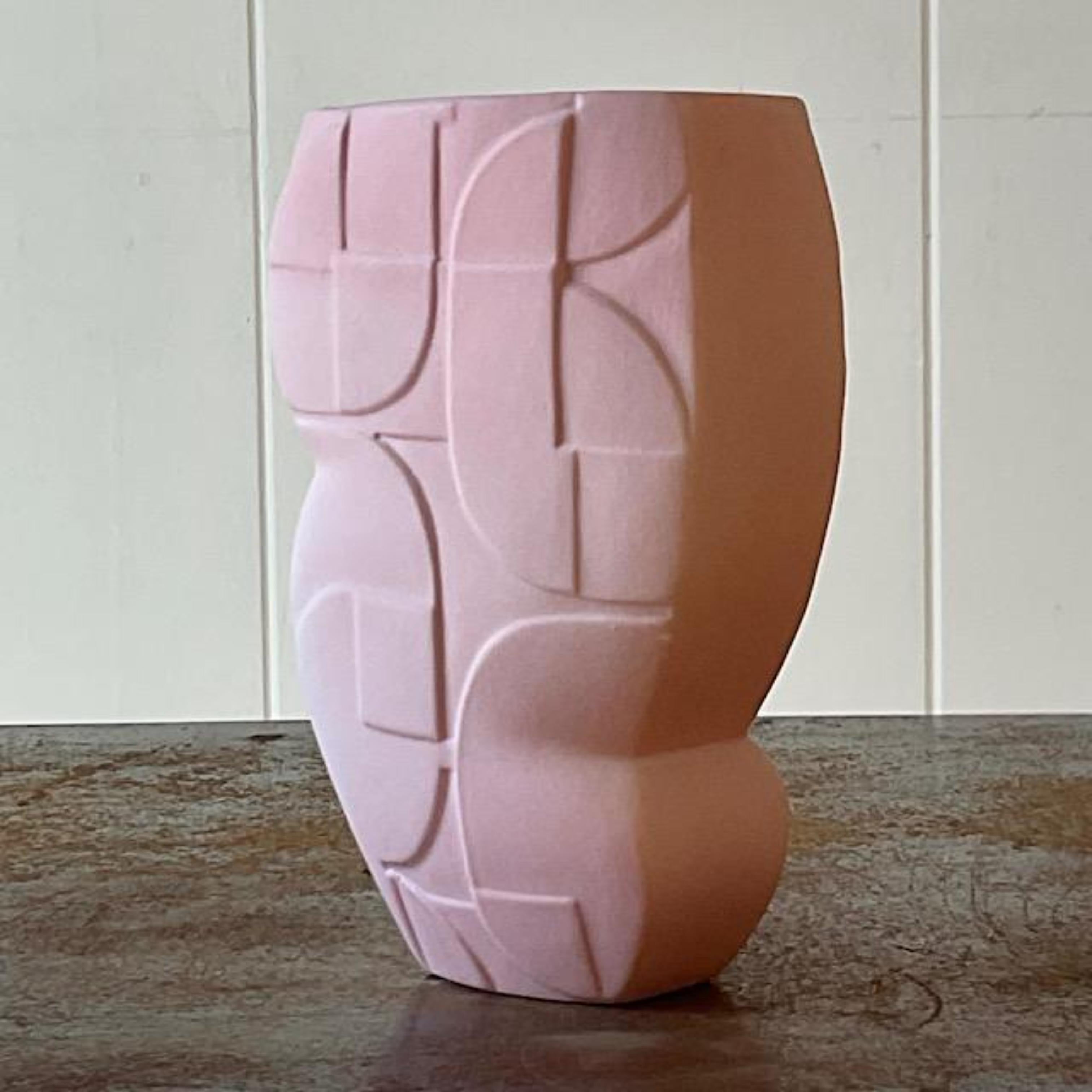 Vintage Boho, signierte geometrische Studio-Keramik-Vase, Vintage im Zustand „Gut“ im Angebot in west palm beach, FL