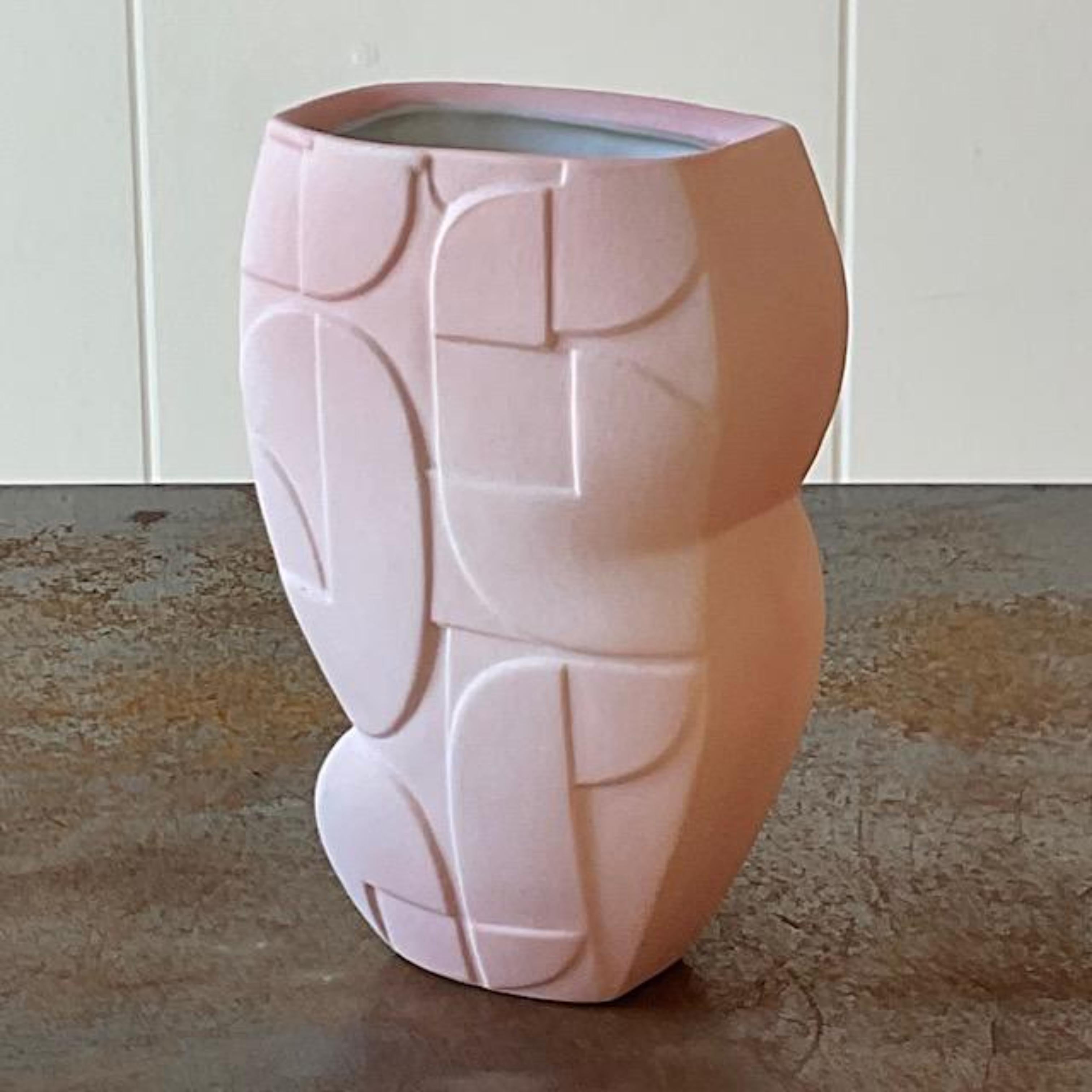 20th Century Vintage Boho Signed Geometric Studio Pottery Vase For Sale