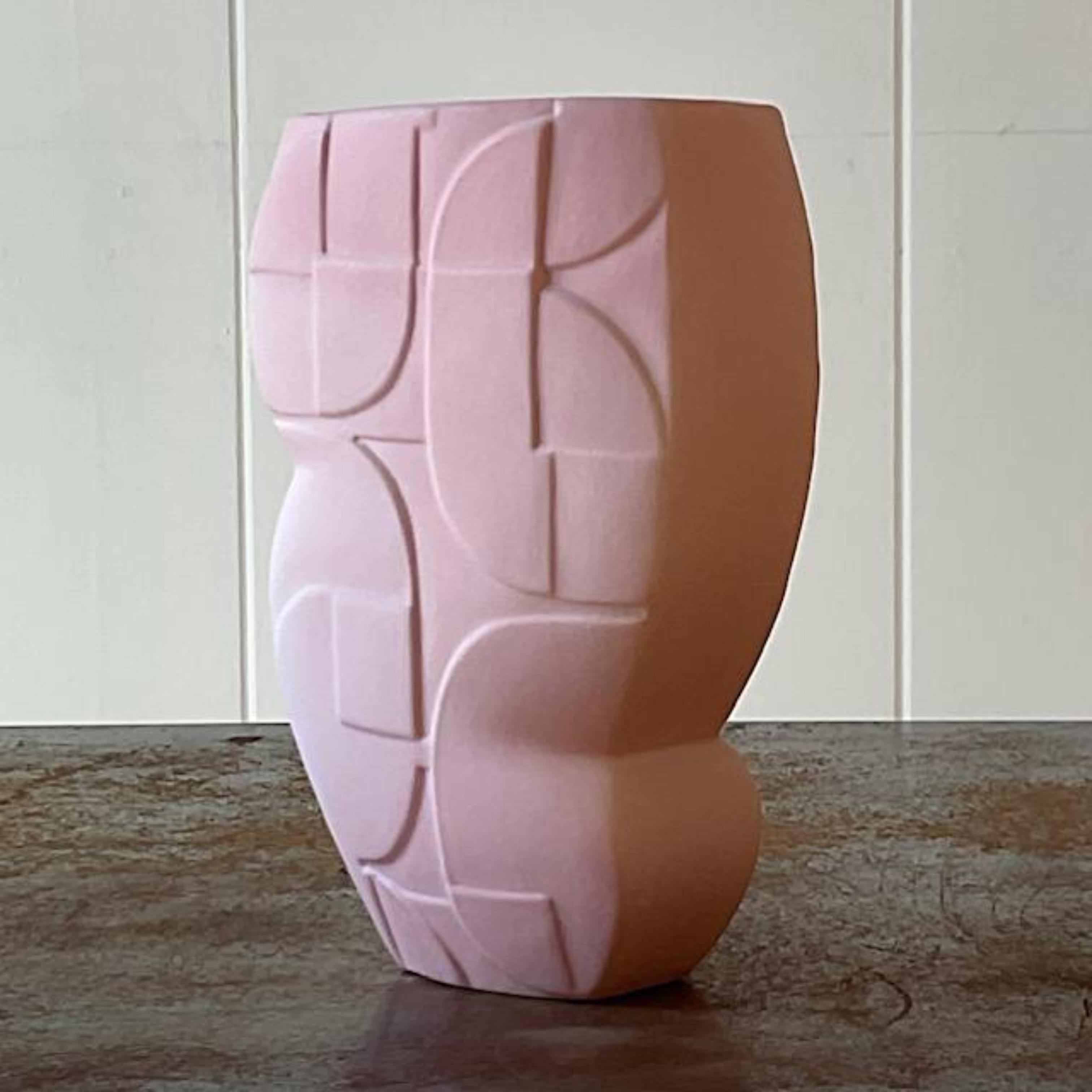 Vintage Boho Signed Geometric Studio Pottery Vase For Sale 2