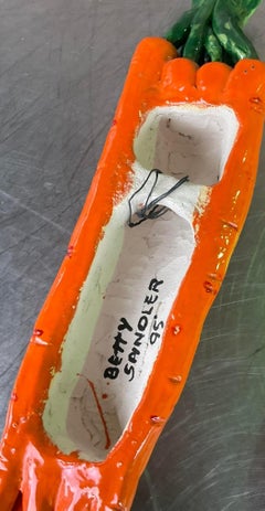 Vintage Boho Signed Glazed Ceramic Trio of Vegetables