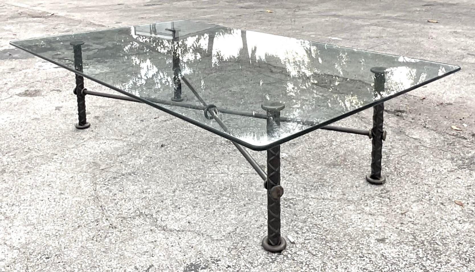 Mexican Vintage Boho Signed Ilana Goor Rebar Coffee Table For Sale