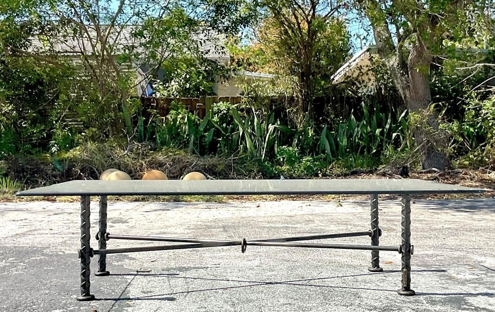 Metal Vintage Boho Signed Ilana Goor Rebar Coffee Table For Sale