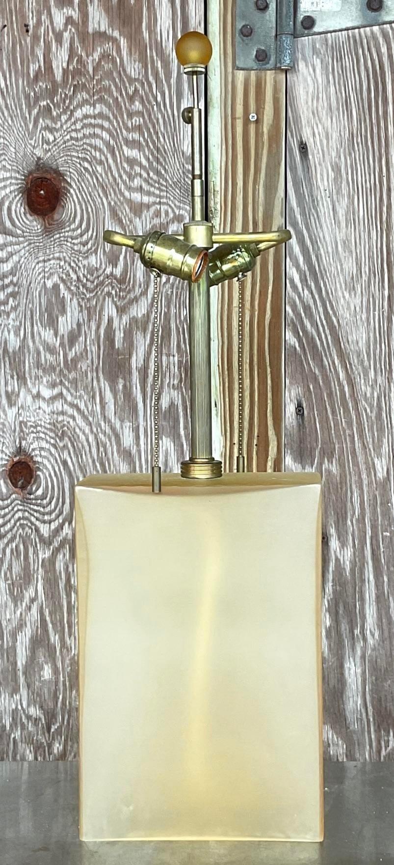 20th Century Vintage Boho Signed John Hutton for Donghia Glass Lamp For Sale