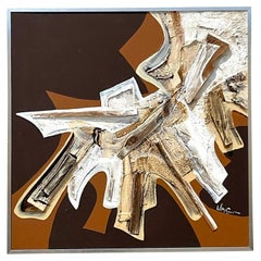 Vintage Boho Signed Mixed Media Abstract Original Oil Painting