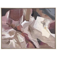 Vintage Boho Signed Original Abstract Oil on Canvas