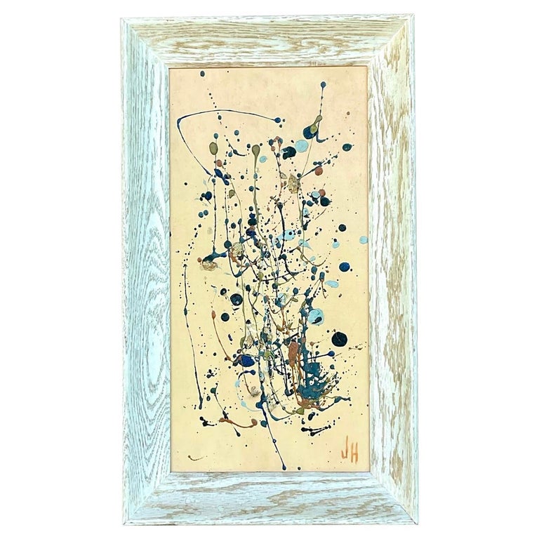 Vintage Boho Signed Original Abstract Oil Painting on Board For Sale at ...