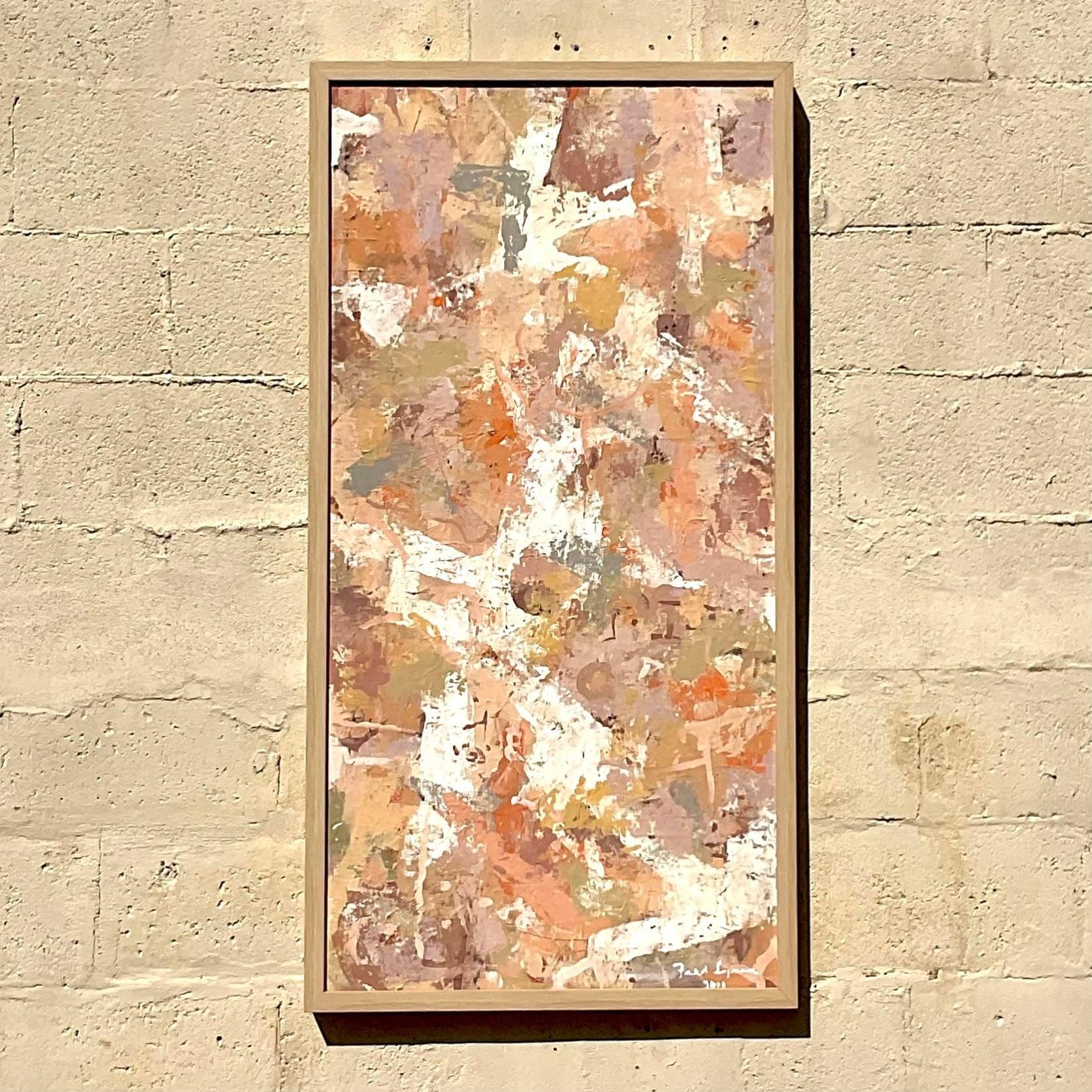Vintage Boho Signed Original Abstract Oil Painting on Canvas For Sale 6