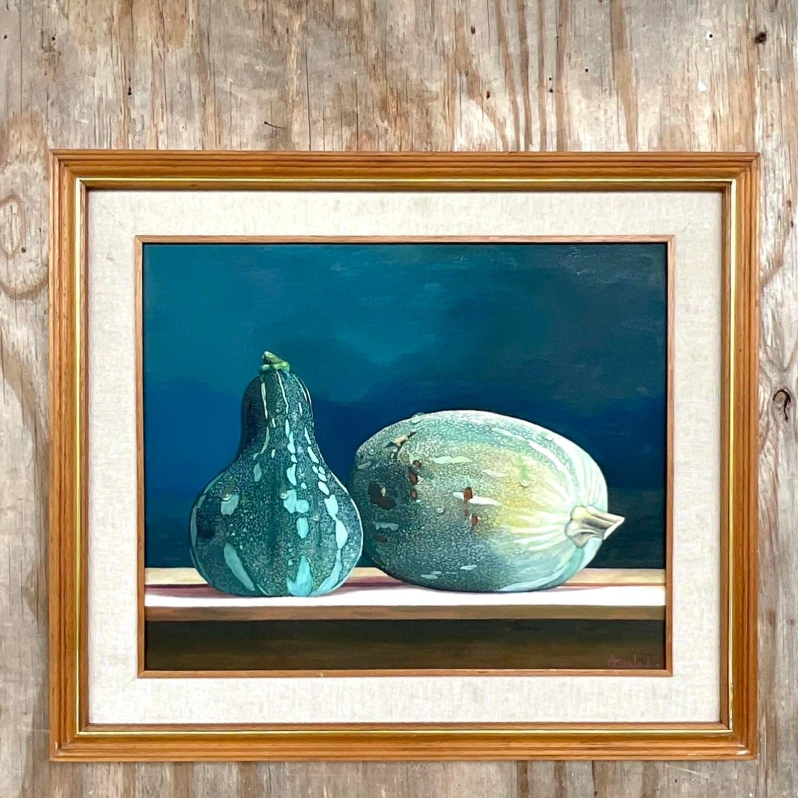 Vintage Boho Signed Original Hyper Realistic Oil on Canvas Canvas In Good Condition For Sale In west palm beach, FL