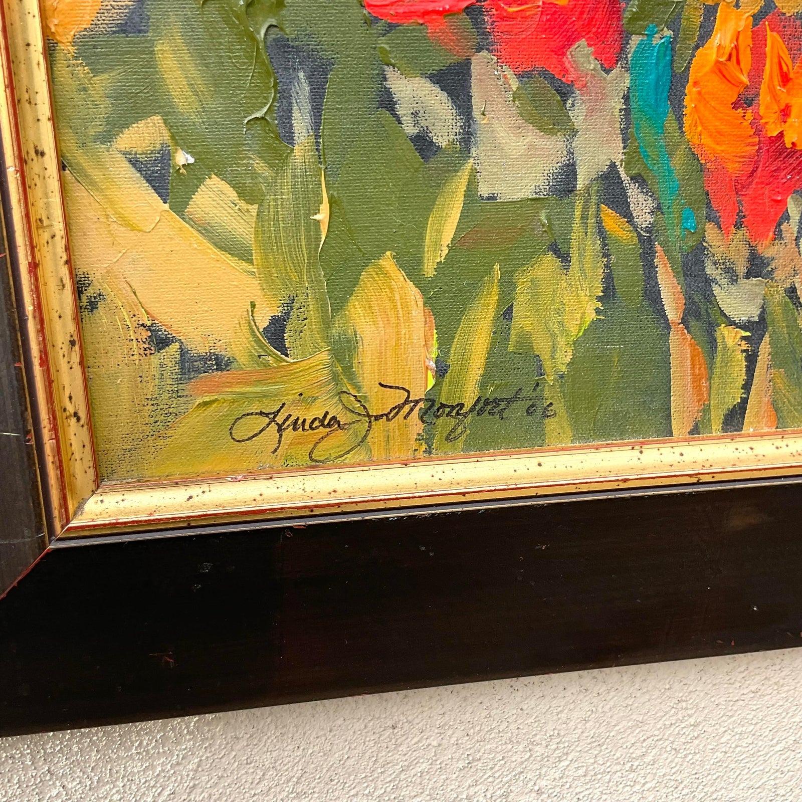 Vintage Boho Signed Original Landscape Oil Painting In Good Condition For Sale In west palm beach, FL