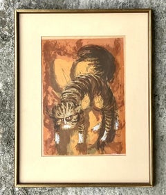 Vintage Boho Signed Original Lithograph on Paper