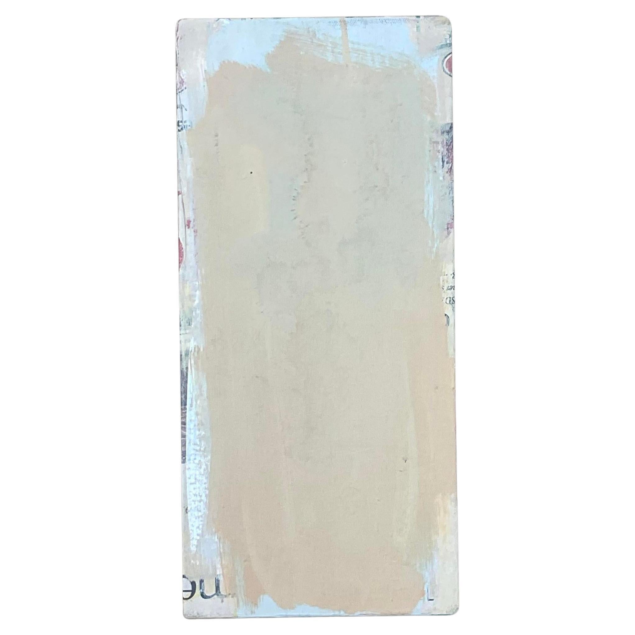 Vintage Boho Signiertes Original Neutral Abstraktes Ölgemälde auf Leinwand, Vintage