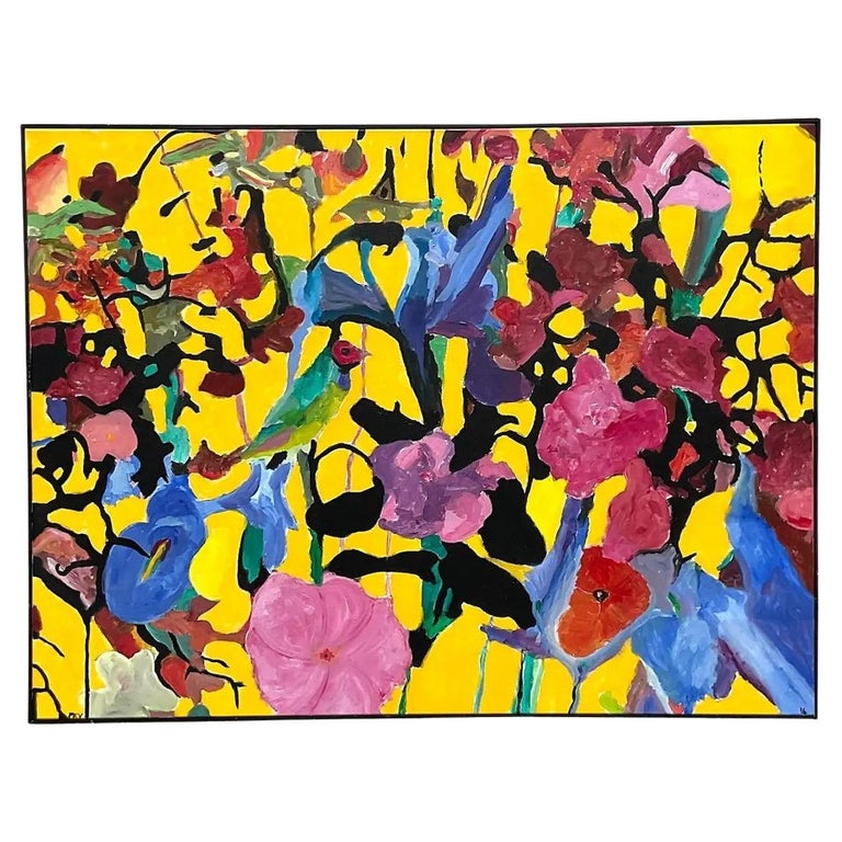 Vintage Boho Signed Original Oil Painting For Sale at 1stDibs
