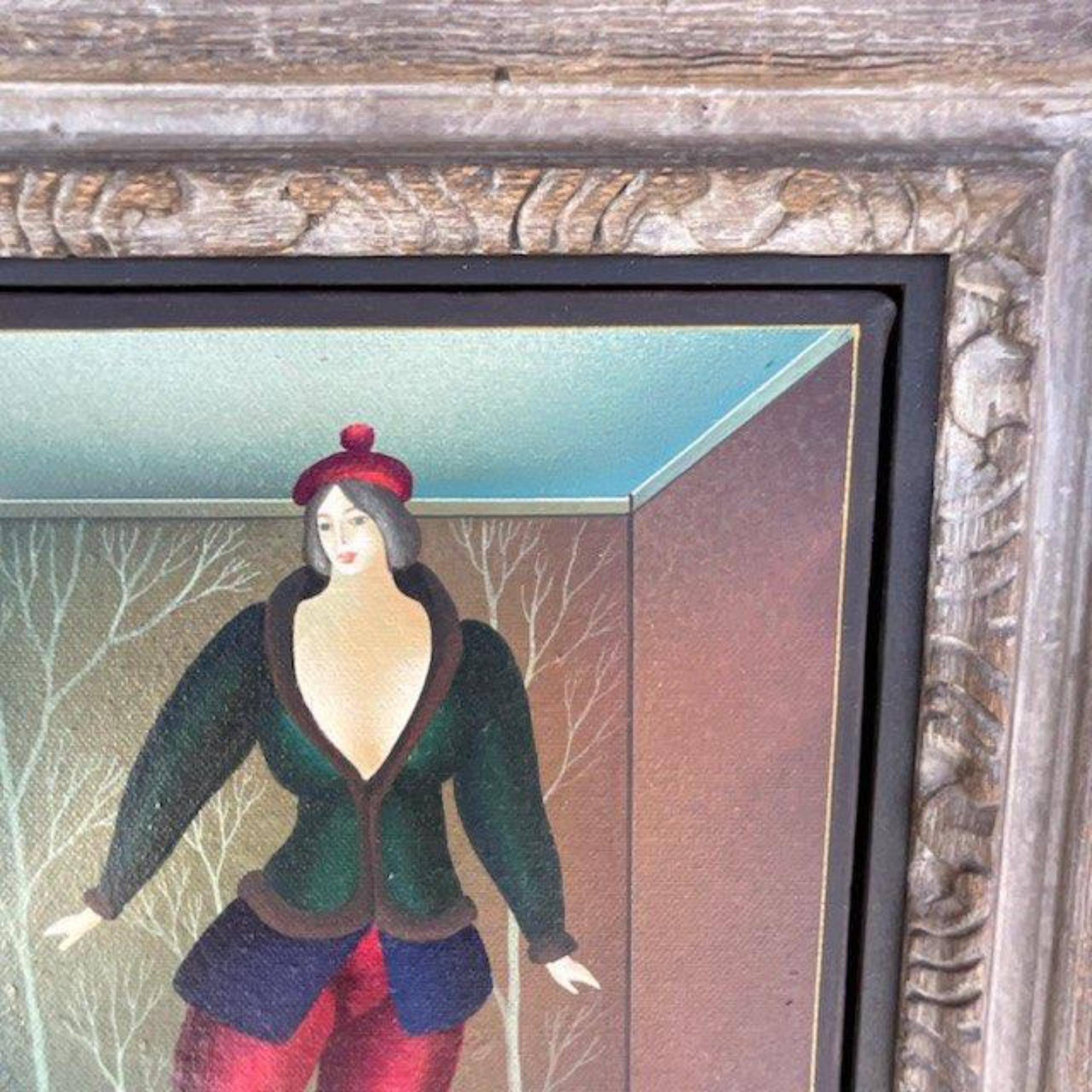 Peinture à l'huile originale de femme dansant, signée Boho en vente 2