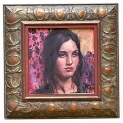 Peinture à l'huile originale d'une femme, signée Boho