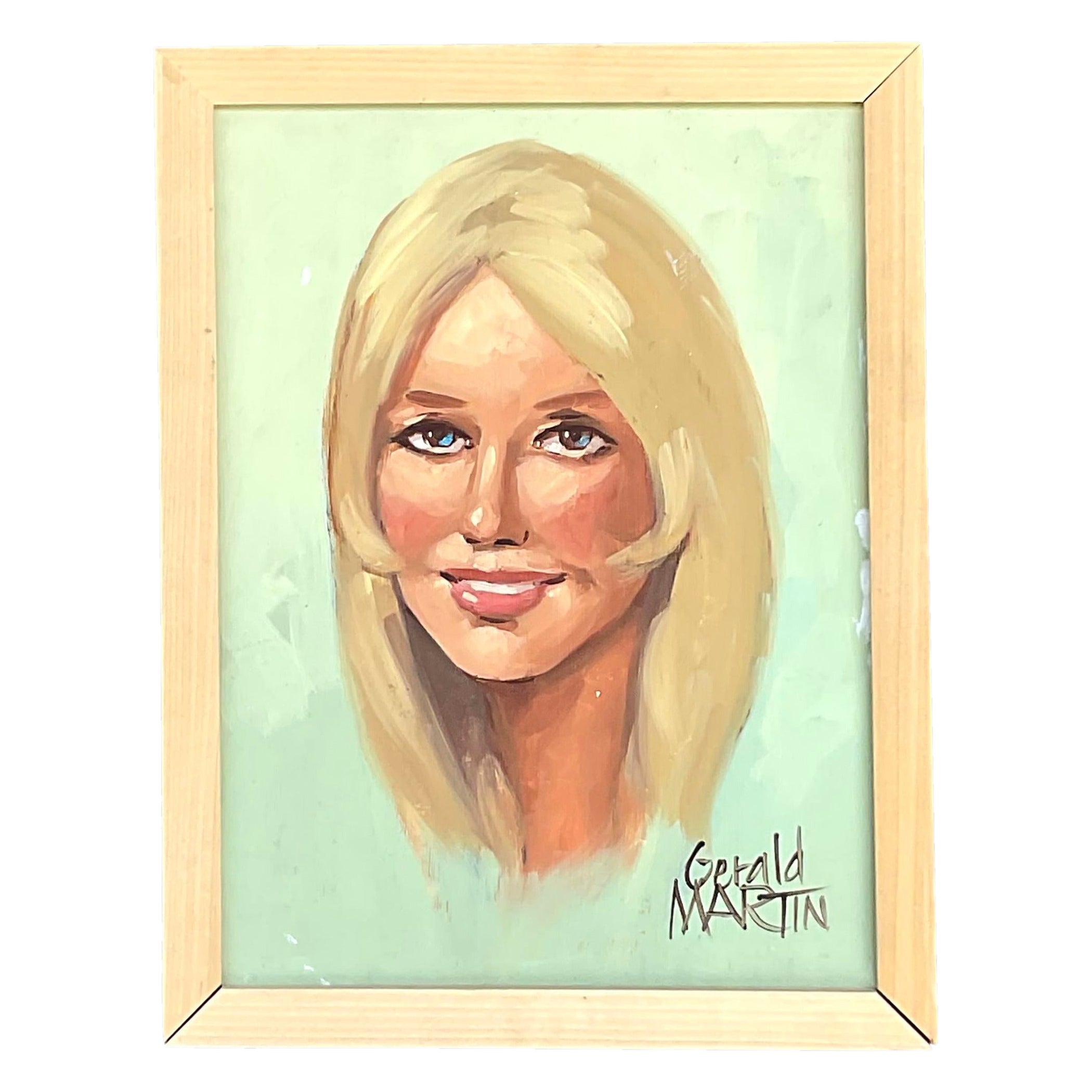 Portrait à l'huile original signé Boho en vente