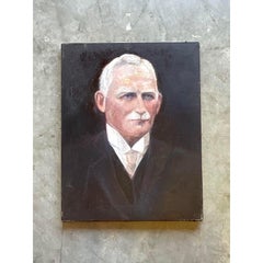 Vintage Boho Signed Original Oil Portrait of Handsome Man