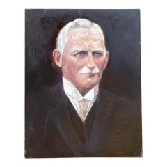 Vintage Boho Signed Original Oil Portrait of Handsome Man
